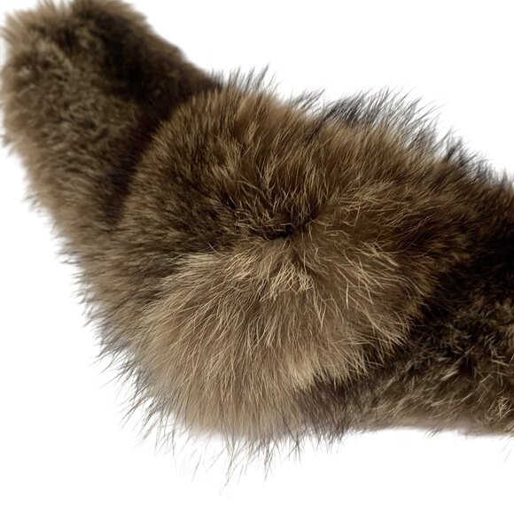 Genuine Brown Raccoon Fur Collar Scarf Black Satin Lining, Hook Closure EUC - Picture 3 of 4